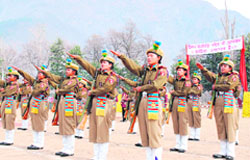 The womens force taking oath at the passing out parade at Shamshi in Kullu