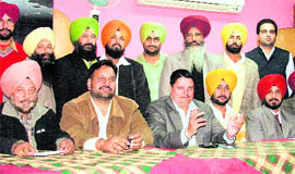Members of Mata Sahib Kaur Sports Club at a press conference in Ludhiana on Thursday.