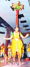 Andhra Pradesh perform during a folk dance competition at the National Youth Festival at Guru Nanak Dev University in Amritsar