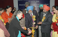 Dr Shivinder Singh Gill, V-C, Baba Farid University of Health Sciences and Prof Roberta Altman from the US inaugurating the workshop.