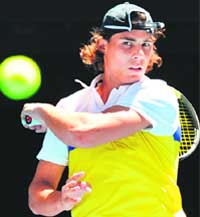 Rafael Nadal during a practice session in Melbourne