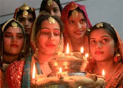 Students prepare for a cultural programme to be held during the annual prize distribution function of the Indian Educational Public School held at the Teachers Home in Bathinda on Sunday. 