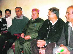 BJP leaders at a press conference at Gupt Ganga on Sunday.