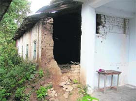 The damaged building of Government Primary School, Icchhi, in Kangra