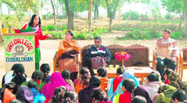 Dr Poonam Kumar addresses students of Dubaldhan Government College in Jhajjar.