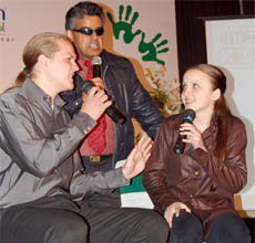 Artistes enact a play on education at Millennium School in Amritsar.