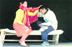 A scene from the play, Muabje, staged by undertrials in Kaithu jail.
