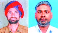 Head constable Jaswant Singh and constable Ram Twinkle who were killed in the accident. 