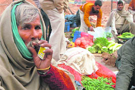 UP IN SMOKE: A man defies the smoking ban at Subzi Mandi, Sector 26, Chandigarh.