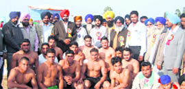 The victorious kabaddi team of Jalaldiwal village.