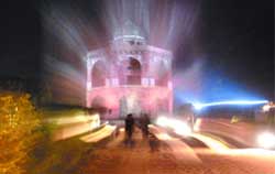 The illuminated Purana Qila in New Delhi on