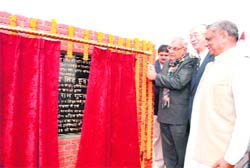 Chief Minister Bhupinder Singh Hooda lays the foundation stone of the Indian Driving Training and Research Institute in Kanheli village in Rohtak district. 