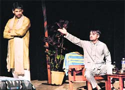 Artistes perform a Punjabi play ‘Tuhanu Kehda Rang Psand Hai’ at Punjab Lalit Kala Bhawan, Sector 16, Chandigarh, on Saturday.
