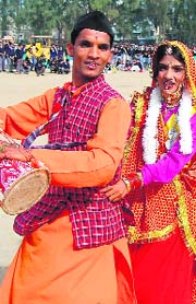 Rehearsal for the cultural programme to be held on the Republic Day in progress at the Parade Ground on Saturday.