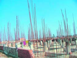 The construction of markets in progress in Beri village in Jhajjar district.