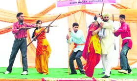 Students perform during the alumni meet at Government Polytechnic College, Rishi Nagar, in Ludhiana