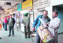 Attachment orders being read out amid drumbeats at Sector 17, Chandigarh