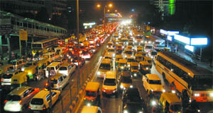 Heavy traffic jam at ITO in New Delhi on Wednesday.