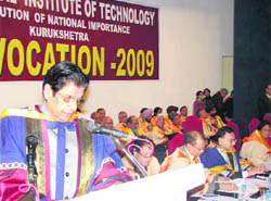 Minister of State for External Affairs E Ahamed delivers the convocation address at the National Institute of Technology in Kurukshetra on Wednesday. 