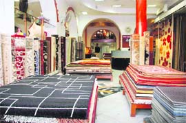 Carpets displayed at a shop in Dehradun. 