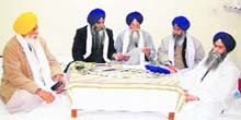Sikh high priests hold a meeting at Akal Takht in Amritsar on Thursday.