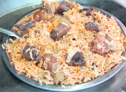 The famous biryani served at a restaurant in Dehradun.