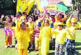 Students of Kiddies Paradise School celebrate Basant Panchami in Ludhiana