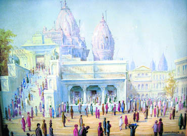 Temple in the City. Painting by Hari Singh. 1931