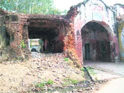 The dilapidated condition of the Government Ayurvedic Hospital at Roorkee.