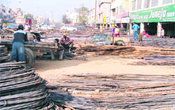 Encroachments by shopkeepers on the Gill road.