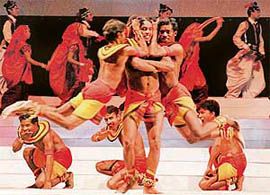 Artistes perform at the National Folk Dance Festival 2009 in Mohali on Friday.