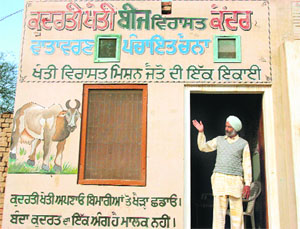 Amarjit Sharma at the seed bank started by him at Chaina village in Bathinda