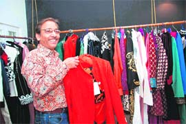 Designer Manoj Lal with his outfits. Tribune photo: Vinod Pundir