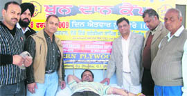 A blood donation camp in progress at Jagraon.