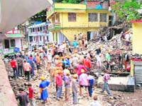 A file picture of a landslide at Govindghat in Chamoli