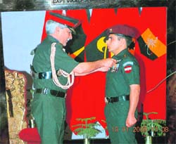 Capt Vikalp Sharma receives the Sena Medal (gallantry) from Lt-Gen Pradeep Khanna, GOC-in-C, Southern Command, at a ceremony in Ahmedabad.