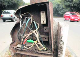 DEATH TRAP: Naked wires in an electric junction on the road dividing Sector 7 and 8 in Chandigarh