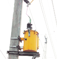 A transformer installed under the HVDS in Jhajjars Noona Majra village.