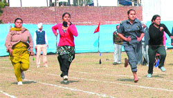 Students of Doaba College during an athletic meet in Jalandhar