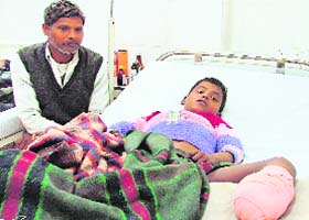 Victim Rahul recuperates at a hospital in Ludhiana