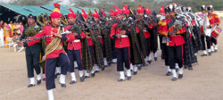 A band performing during the 225th Raising Day celebrations of 7th Light Cavalry in the western sector.