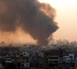 A building in a residential locality near Hero Honda Chowk in Gurgaon caught fire on Wednesday.