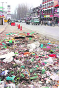 With the MC employees on strike, garbage piles up in Srinagars Lal Chowk area