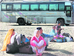 Commuters were a harried lot after roadways employees blocked the Haridwar bus stand