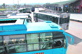 The deserted bus stand in Haridwar on Saturday
