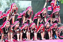 The girls at Scholars Home perform a Rajasthani dance in Dehradun on Sunday.