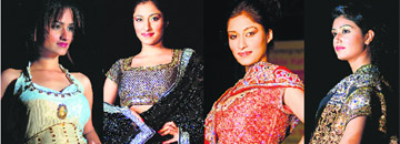 Models display outfits during the fashion show organised by the IIGLS in Ludhiana.