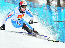 Italian Christof Innerhofer clears a gate in the Slalom, second run of the Super combined race, during the mens FIS ski worldcup in Sestriere, Italy, on Sunday.