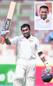 Mahela Jayawardene and (inset) Thilan Samaraweera scored double centuries in Karachi on Sunday.