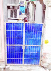 The iron gate erected by a BJP councillor in the street which connects Gali 1 of Hukum Singh Road with Shivala Bhaian Colony.